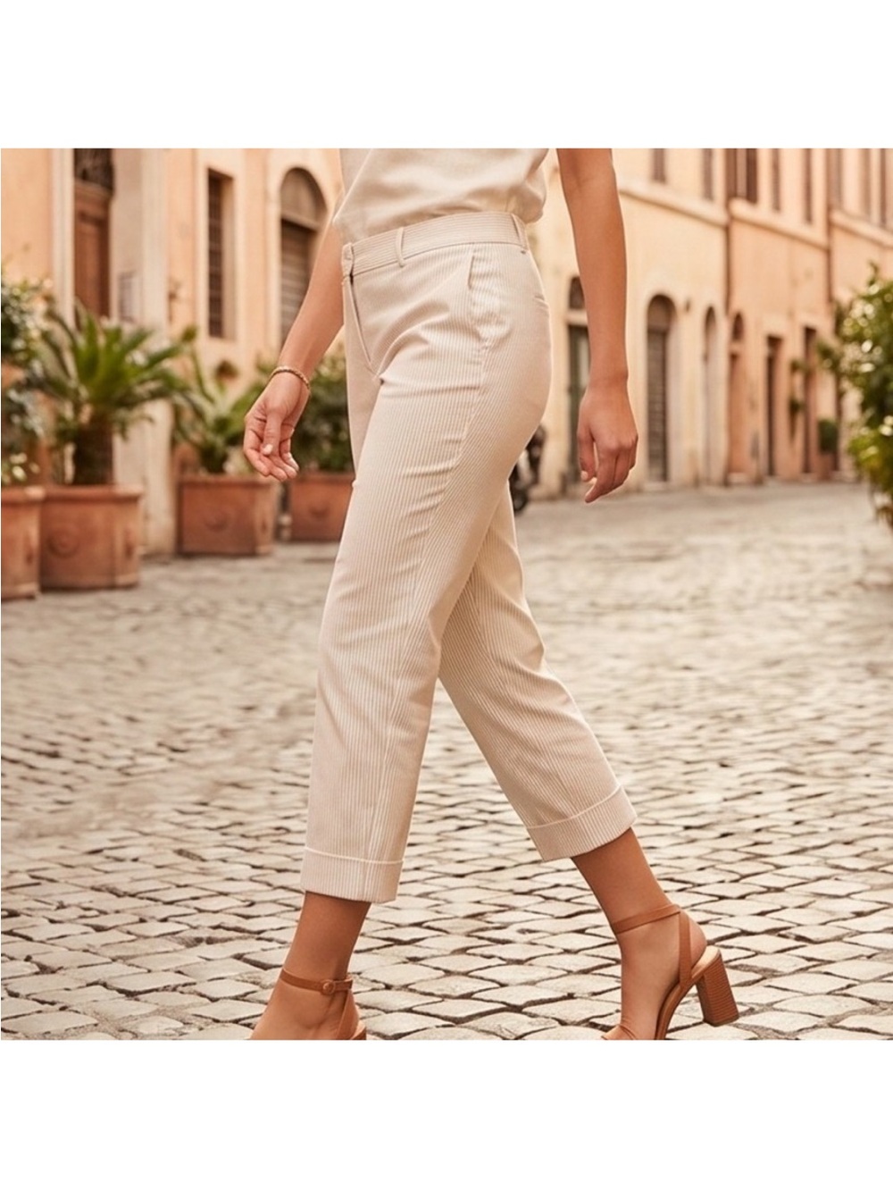 Lane Bryant White The Lena Cotton Blend Pant